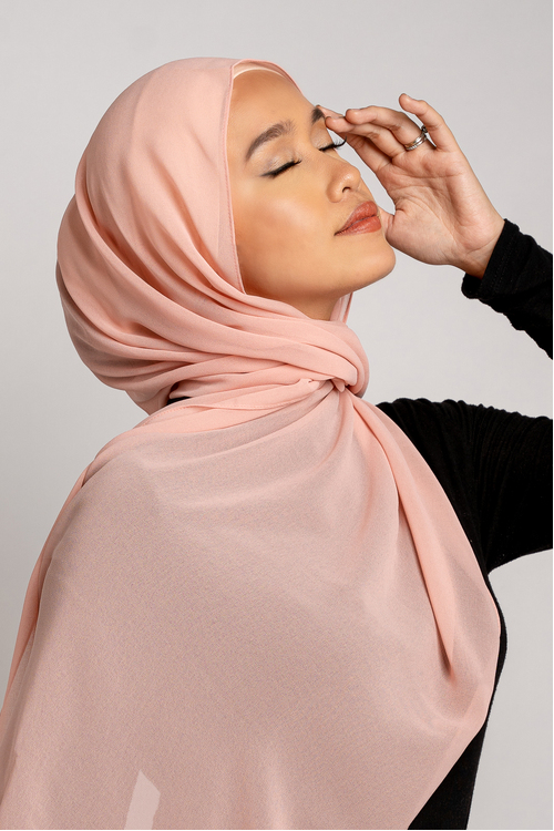 Peach Plain Hijab [size: Shawl - 60cm x 170cm]