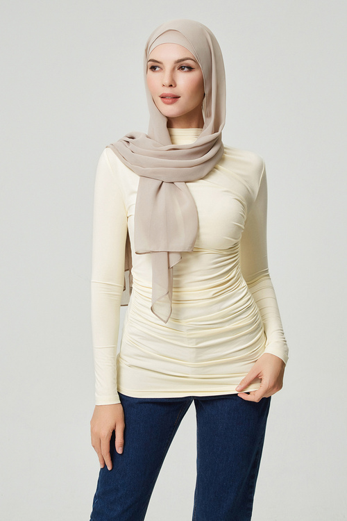 Ruched Cream Top [size:  10]