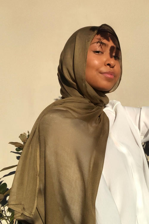 Olive Modal Hijab [size: Shawl - 60cm x 170cm]