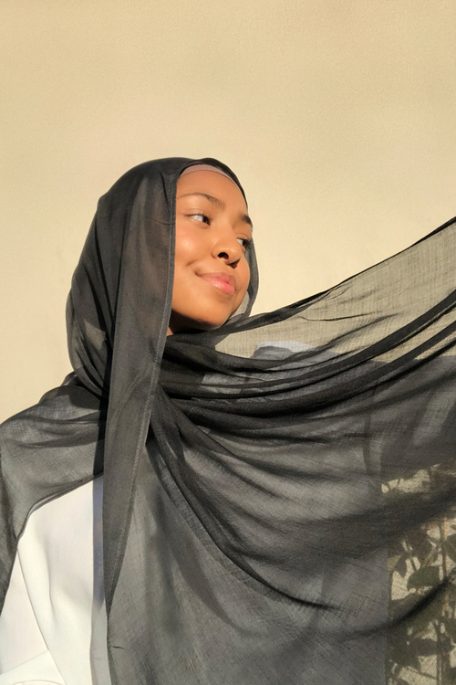 Charcoal Modal Hijab [size: Shawl - 60cm x 170cm]