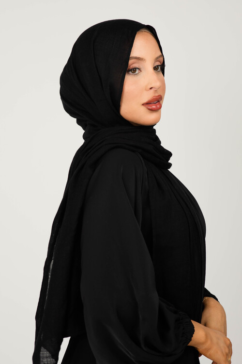 Black Cotton Modal Hijab [size: Shawl - 70cm x 180cm]