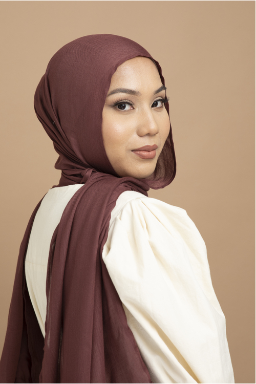 Maroon Modal Twill Hijab  [size: Shawl - 70cm x 180cm]