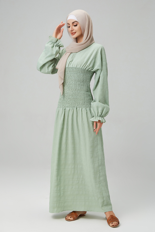 Green Gathered Dress [size: 6]