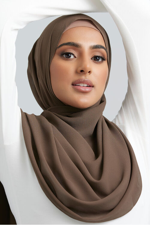 Cocoa Plain Hijab [size: Shawl - 60cm x 170cm]