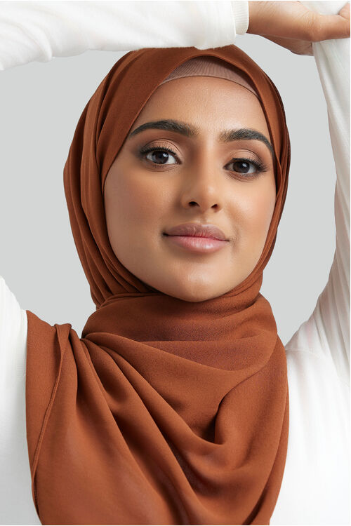 Tan Plain Hijab [size: Shawl - 60cm x 170cm]