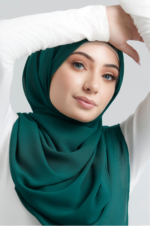 Forest Green Plain Hijab [size: Shawl - 60cm x 170cm]