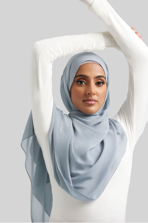 Slate Grey Plain Hijab [size: Shawl - 60cm x 170cm]