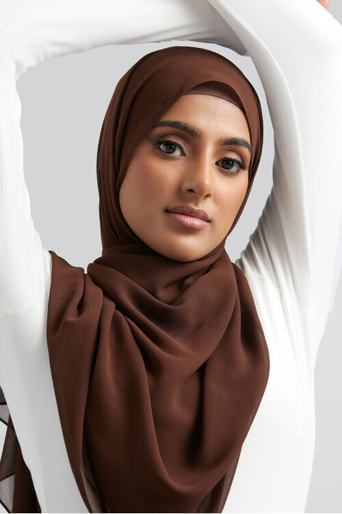 Dark Chocolate Plain Hijab [size: Shawl - 60cm x 170cm]
