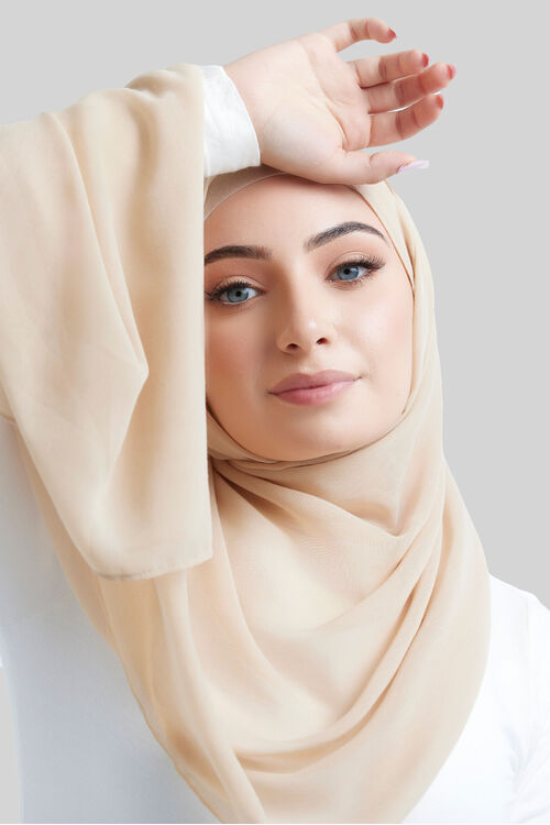 Beige Woven Hijab
