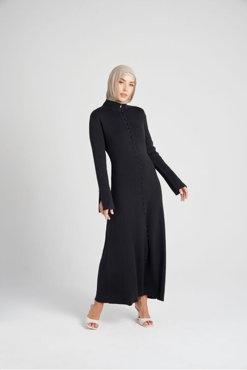 Black Knit Button Dress [size: 6]
