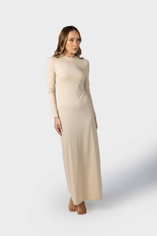 Nude Luxe Long Sleeve Slip Dress [size: s]