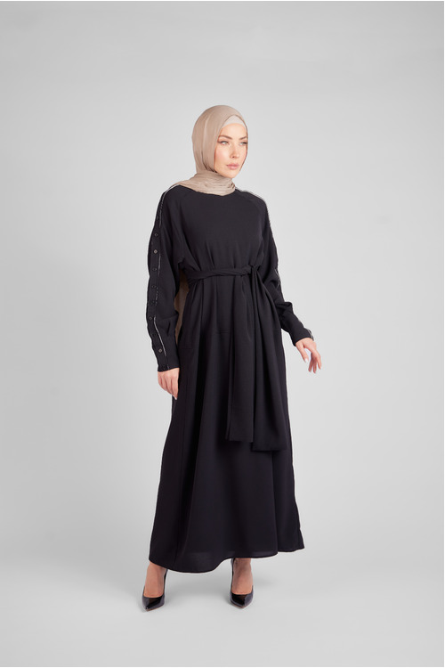 Side Buttoning Black Dress [size: 6]