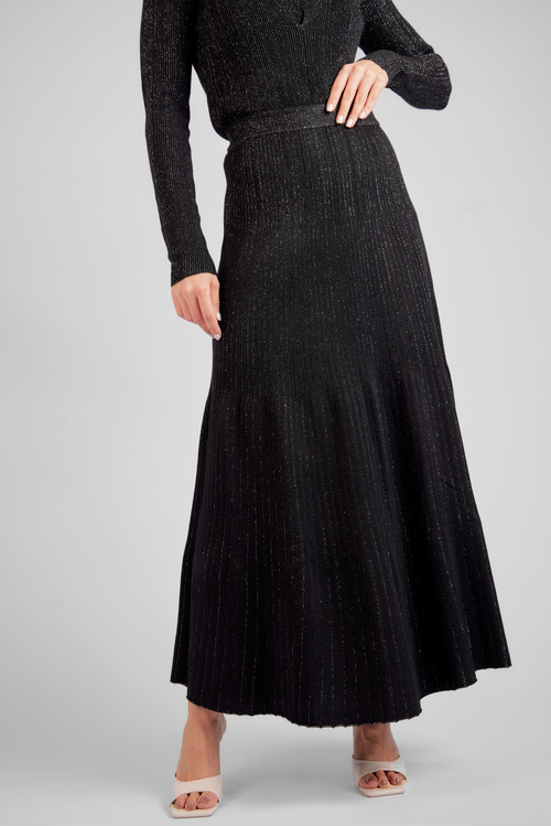 Metallic Ribbed-Knit Skirt [size: 6]