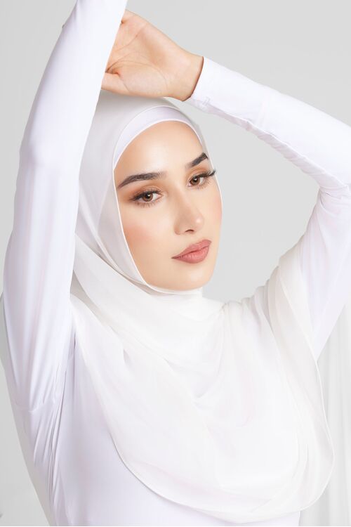 White Plain Hijab [Size: Shawl - 60cm x 170cm]