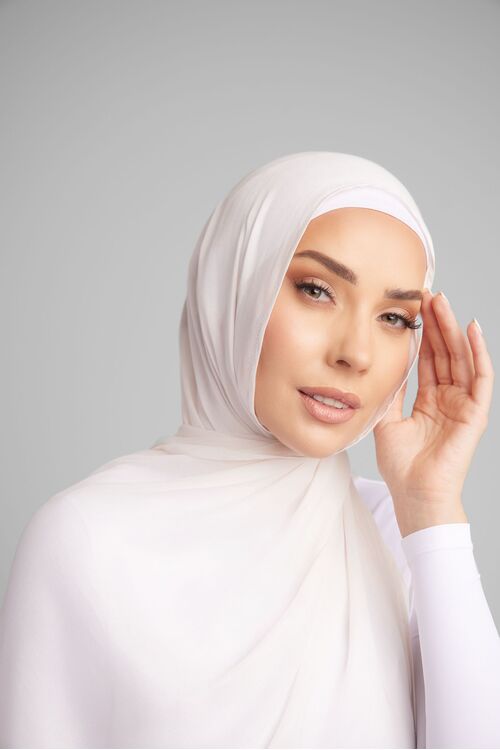 White Bamboo Twill Hijab