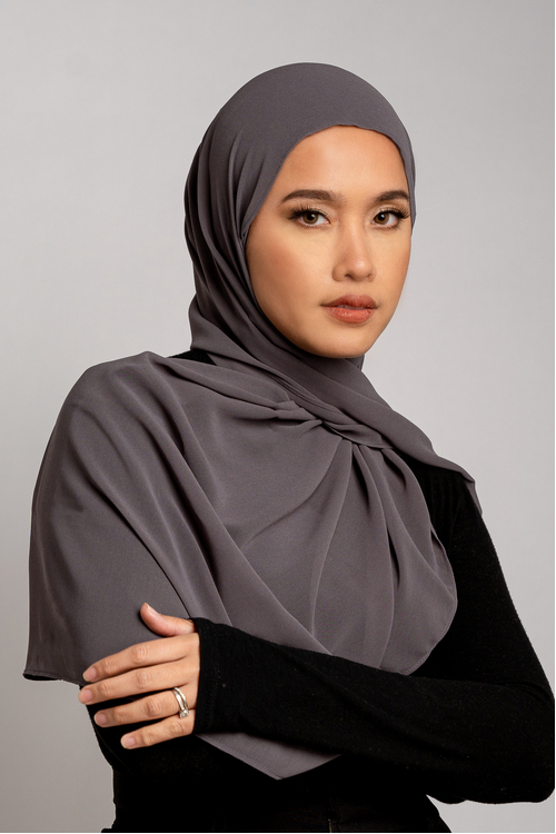 Muted Grey Plain Hijab [Size: Shawl - 60cm x 170cm]