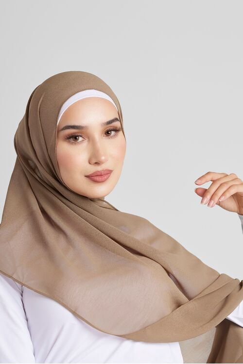 Olive Plain Hijab [size: Shawl - 60cm x 170cm]