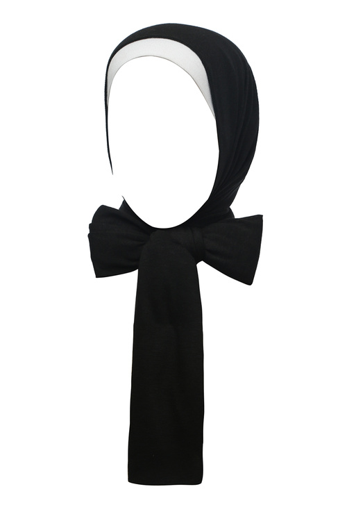 Black Stretch Linen Hijab [size: Shawl - 60cm x 170cm]