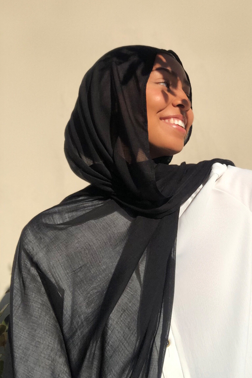 Black Modal Hijab [size: Shawl - 60cm x 170cm]